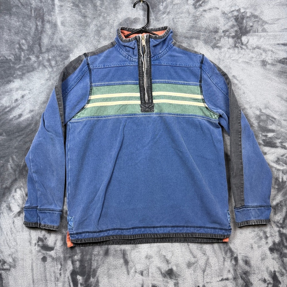 Fat Face The Airlie 1/4 Zip Pullover Mens XL Blue Green Colorblock Sweatshirt